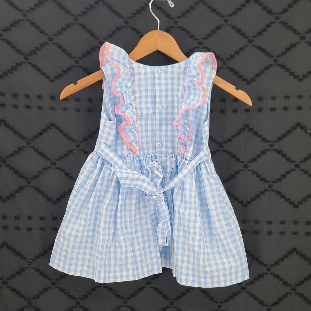 Eleanor Rose embroidered hot air balloon girl Adalyn gingham top Size 6-7 ruffle - Picture 2 of 7